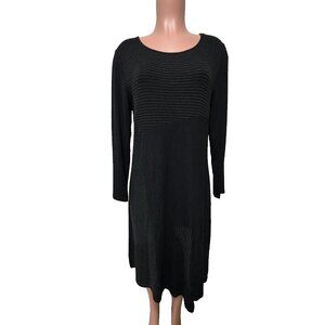 Kozan Pullover Knee Length Long Sleeve Dress Women's Size Small Black Striped